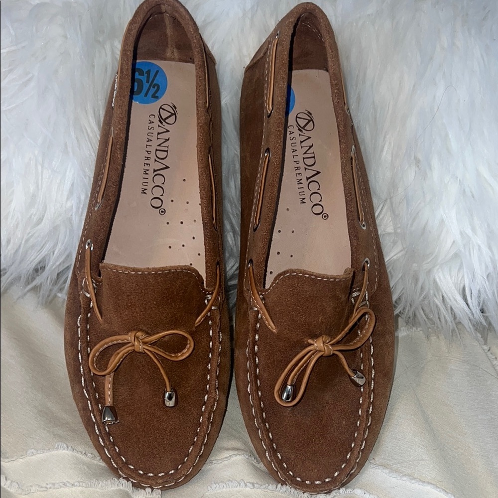 Brown Leather Moccasins with Classic Stitching NWOT
